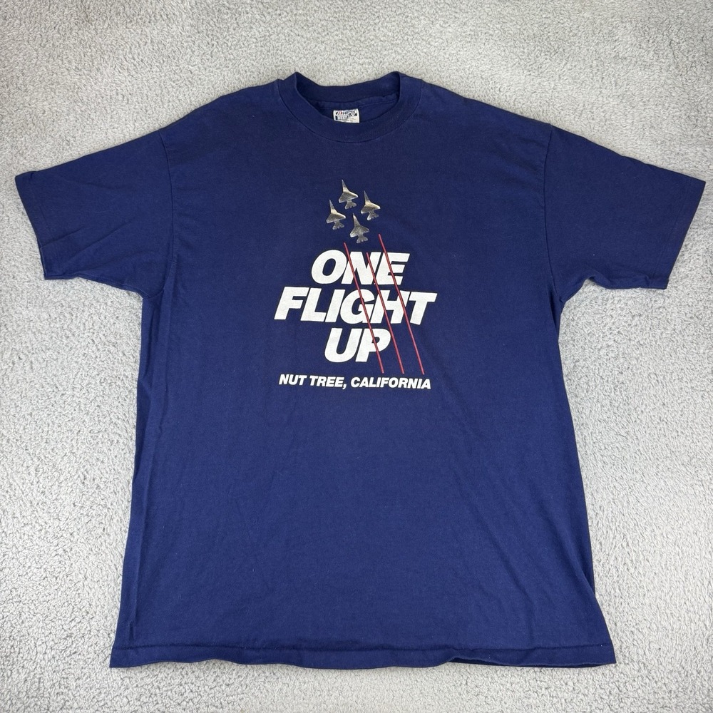 vintage single‎ stitch t shirt fighter jets one flight Up nut tree cali Men's Xl